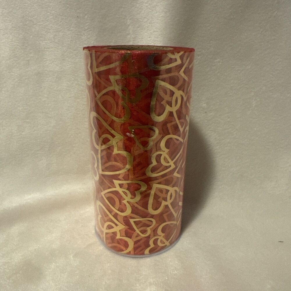 Offray Love Foiled Gold Hearts Craft Ribbon 5-Inch by 25-Yard 222598 250 Red